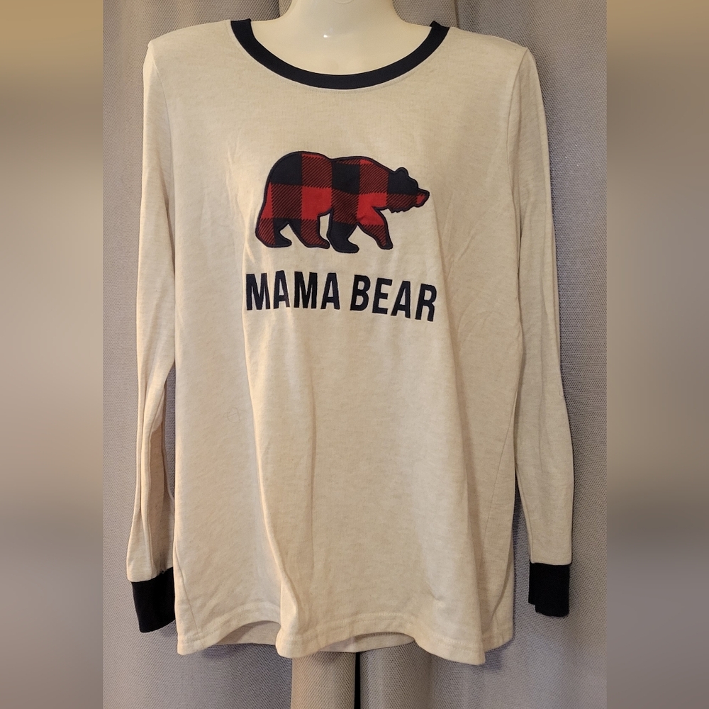 Dearfoams Kids Long Sleeve Shirt - Cream and Red Plaid